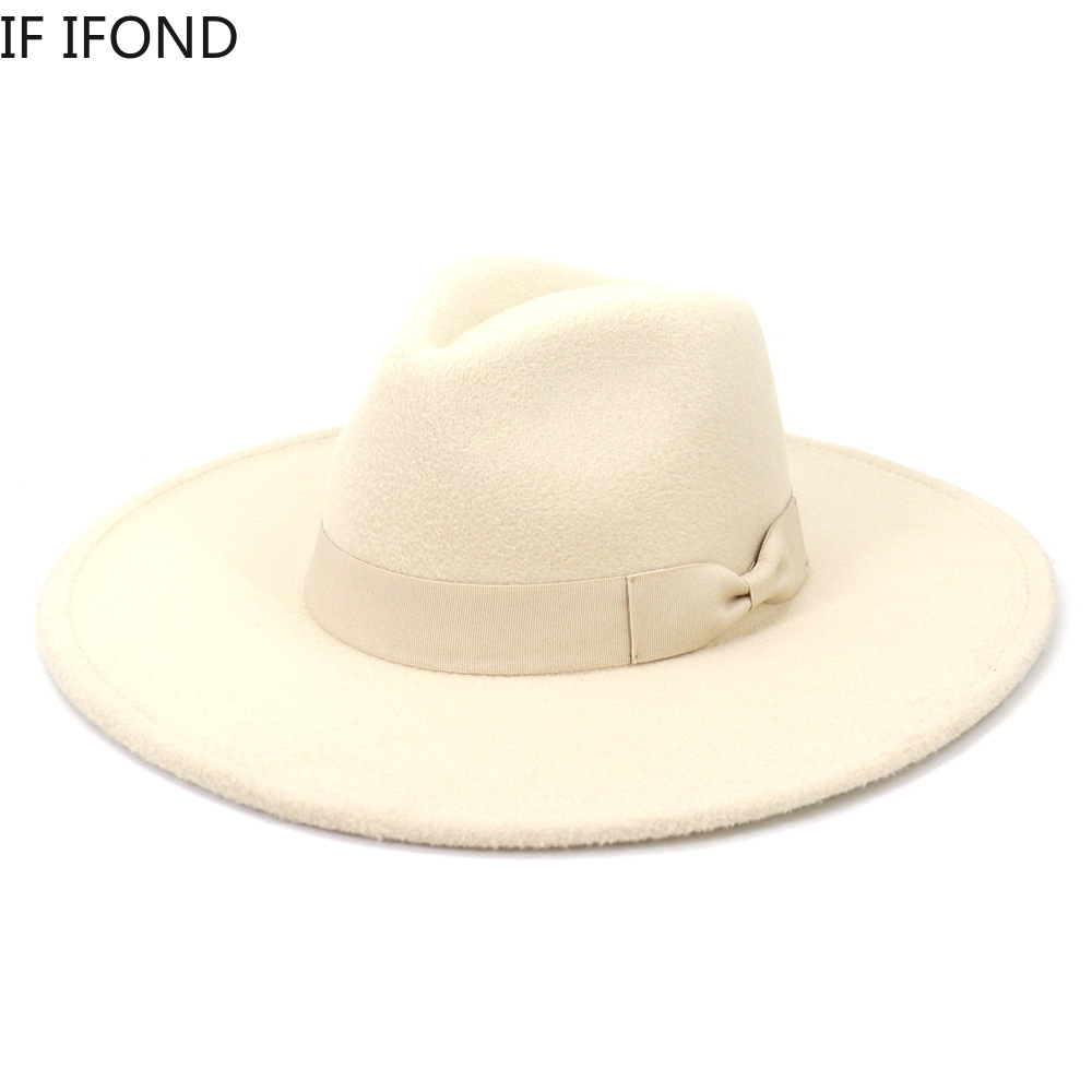 Fedora Hat Wool - Chapeaux à grand bord pour femmes,