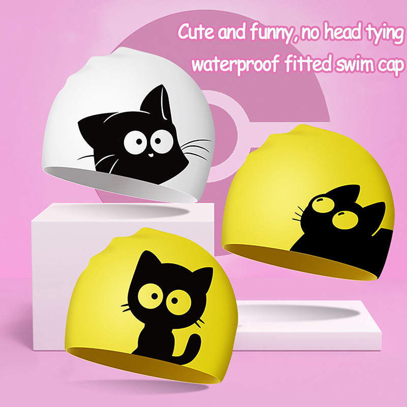 Swim Hat Silicone - Bonnet de bain chat mignon pour