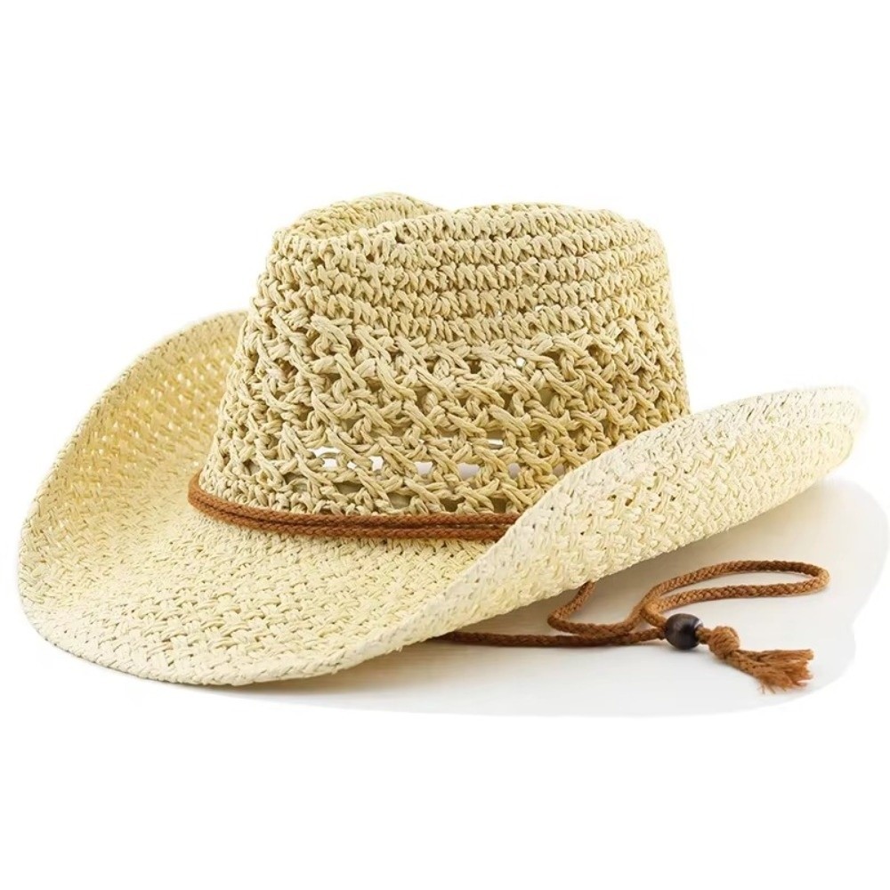 Cowboy Hat Straw - Chapeau de paille rétro à large