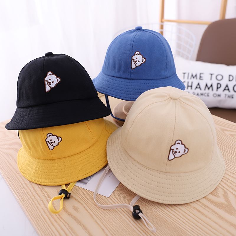 Bucket Hat Cotton - Chapeau Bob Bébé Mignon Brodé Ours