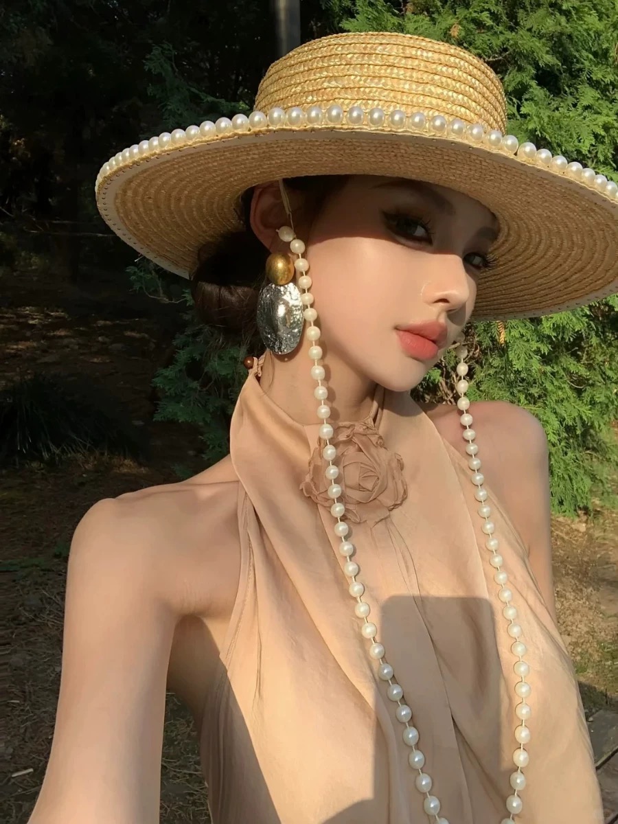 Cowboy Hat Straw - Chapeau de paille avec chaîne de