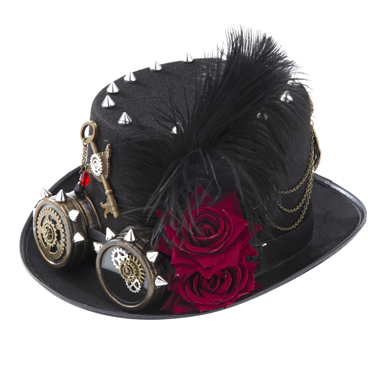 Fedora Hat Wool - Y166 Chapeau Steampunk Vintage Chapeau Haut-de-Forme