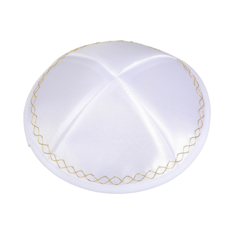 Skull Cap Helmet Liner - Kippa juive en satin blanc avec