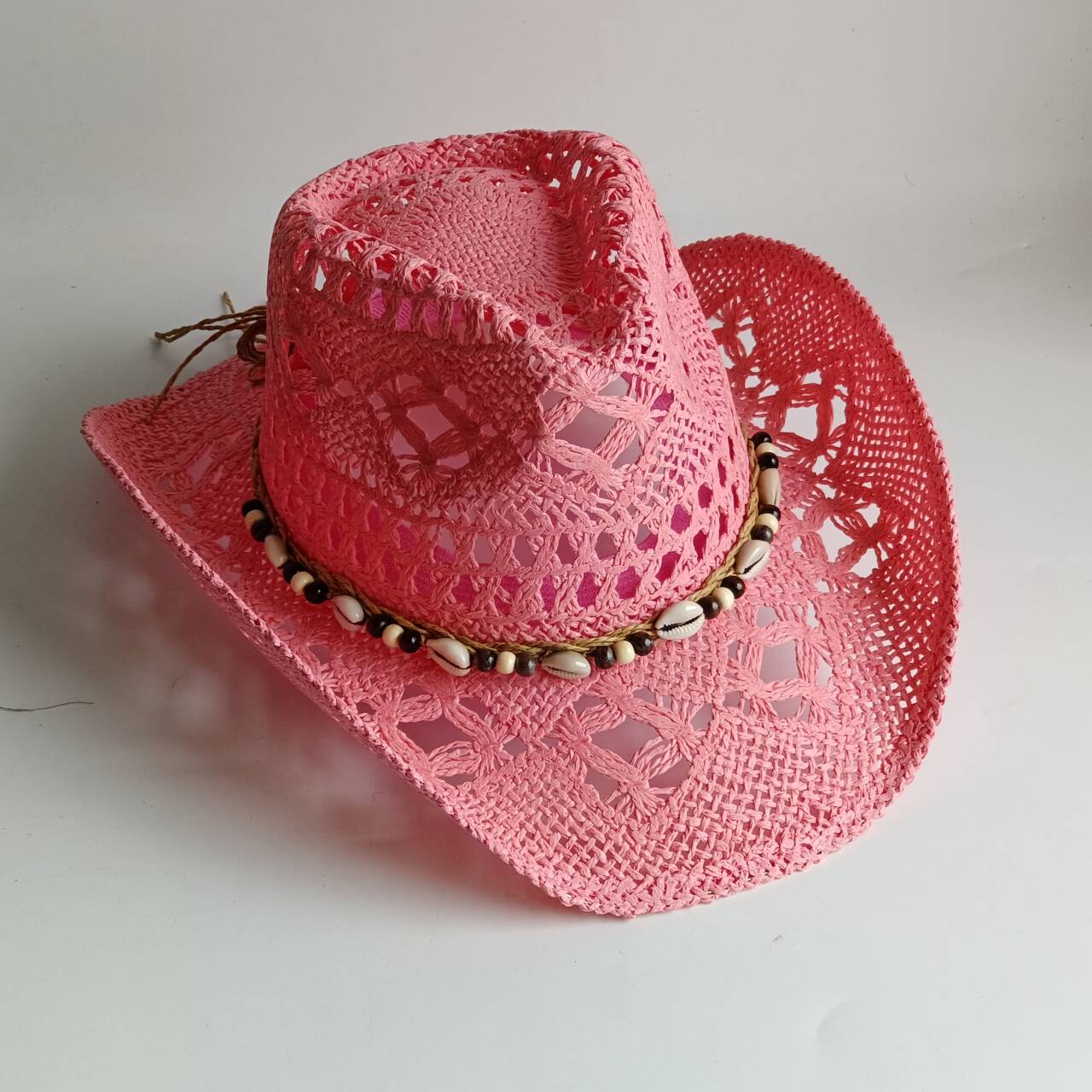 Cowboy Hat Straw - Chapeau de cowboy rose en paille,