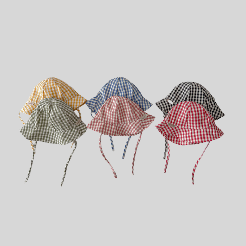 Bucket Hat Cotton - Ins Style Plaid bébé seau chapeau