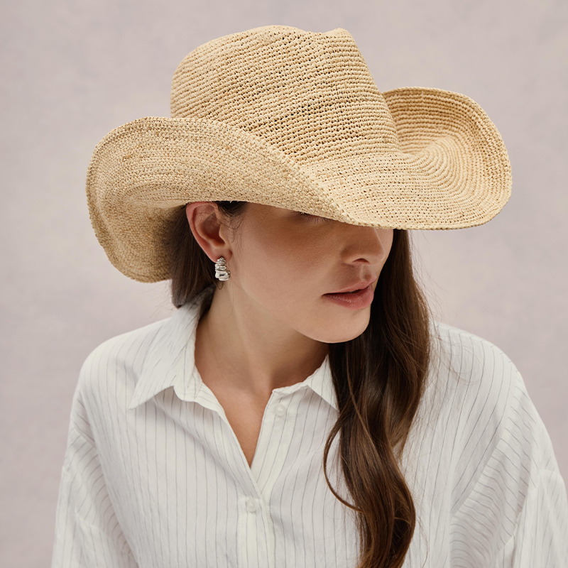 Cowboy Hat Straw - Chapeau de paille raphia haut de