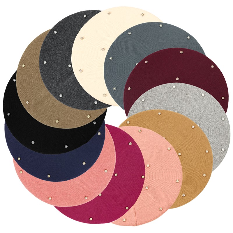 Bérets à strass colorés pour f - Beret French Wool avis et prix