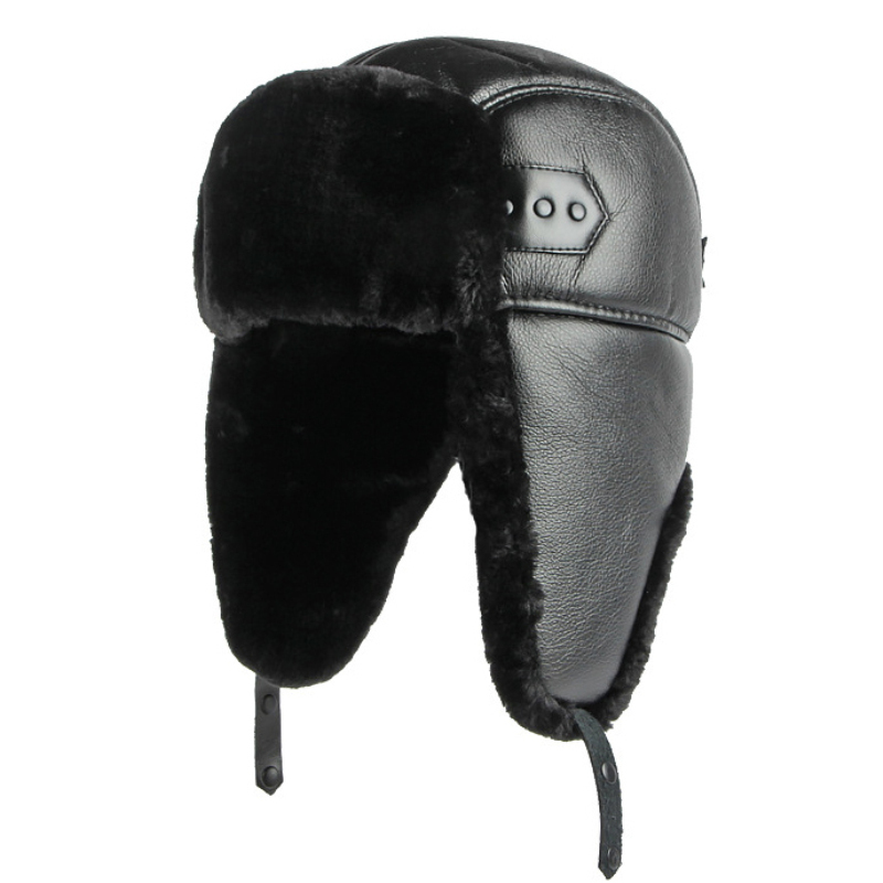 Chapeau d'hiver en cuir PU pou - Trapper Hat Ear Flap avis et prix