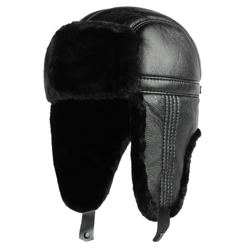Chapeau d'hiver en cuir PU pou - Trapper Hat Ear Flap avis et prix