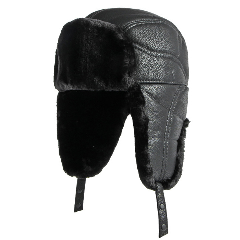 Chapeau d'hiver en cuir PU pou - Trapper Hat Ear Flap avis et prix