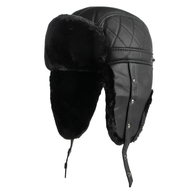Chapeau d'hiver en cuir PU pou - Trapper Hat Ear Flap avis et prix