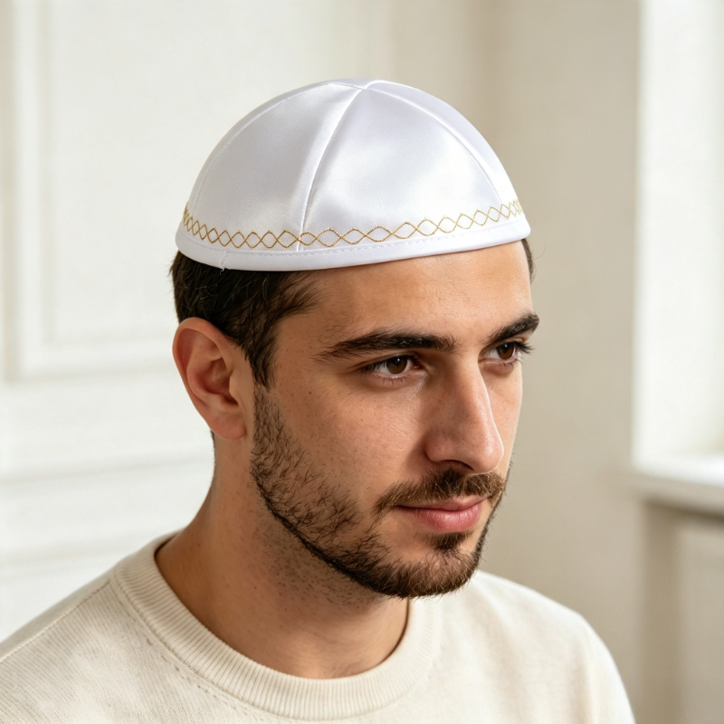 Kippa juive en satin blanc ave - Skull Cap Helmet Liner avis et prix