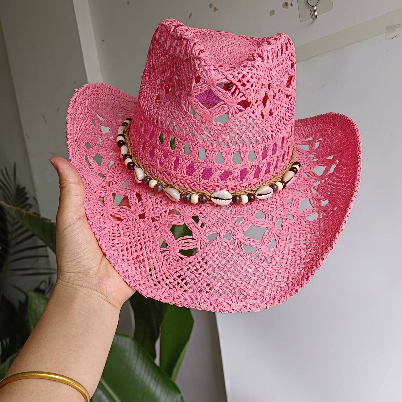 Chapeau de cowboy rose en pail - Cowboy Hat Straw avis et prix